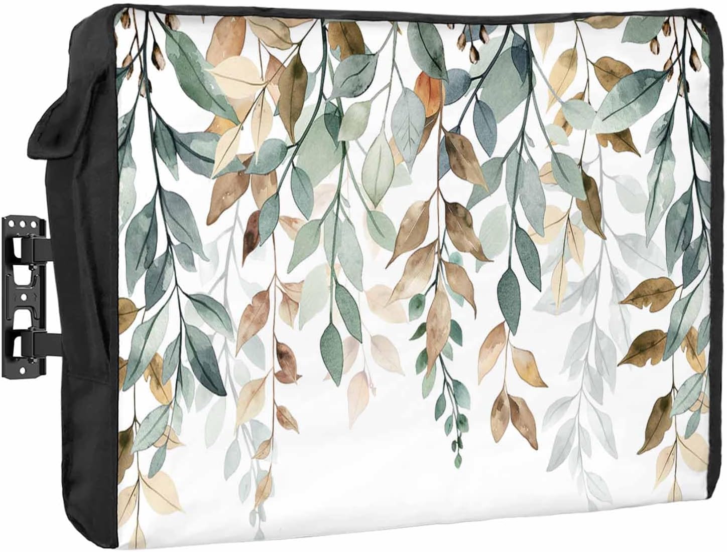 Outdoor TV Cover 80 to 85 Inch Sage Green Leaves Weatherproof & Waterproof TV Enclosure Protector with Remote Control Pocket Farmhouse Plant TV Screen Protector for LCD & LED Outside TVs