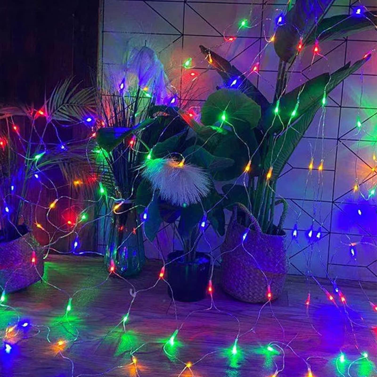 2 x siatka świetlna LED, 2 x 2 m, 200 diod LED, łańcuch świetlny, 8 trybów pracy, zasłona świetlna z wtyczką, oświetlenie bożonarodzeniowe do wewnątrz i na zewnątrz, klasa wodoszczelności