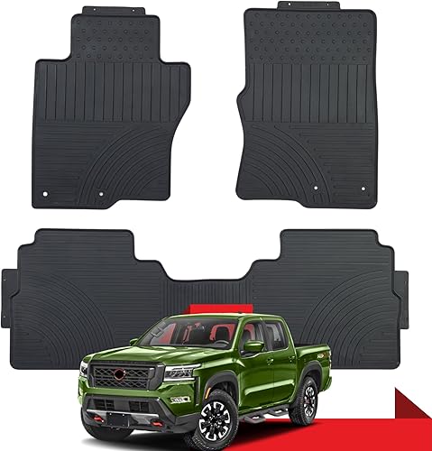 Alfombrillas de goma para Nissan Frontier Crew Cab 2022 2023 2024 para todo tipo de clima, color negro, antideslizante, flexible  S, SV, PRO-X,