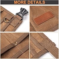 Vista 4 de Delantal de cintura para herramientas, cinturón de herramientas de lona encerada resistente, cinturón de herramientas de cintura con 10 bolsillos