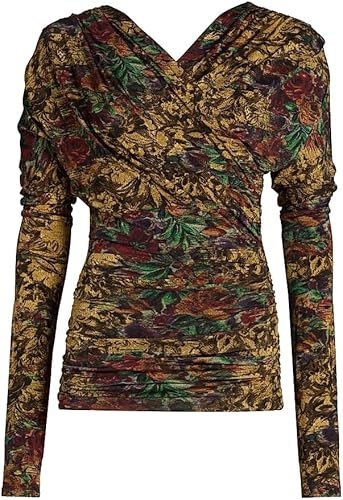 Ruched Floral Long-Sleeve Top