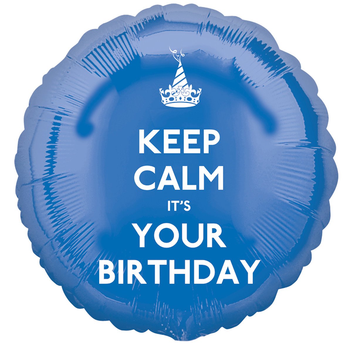 Ballon anniversaire Keep Calm bleu en aluminium résistant pour zéro stress