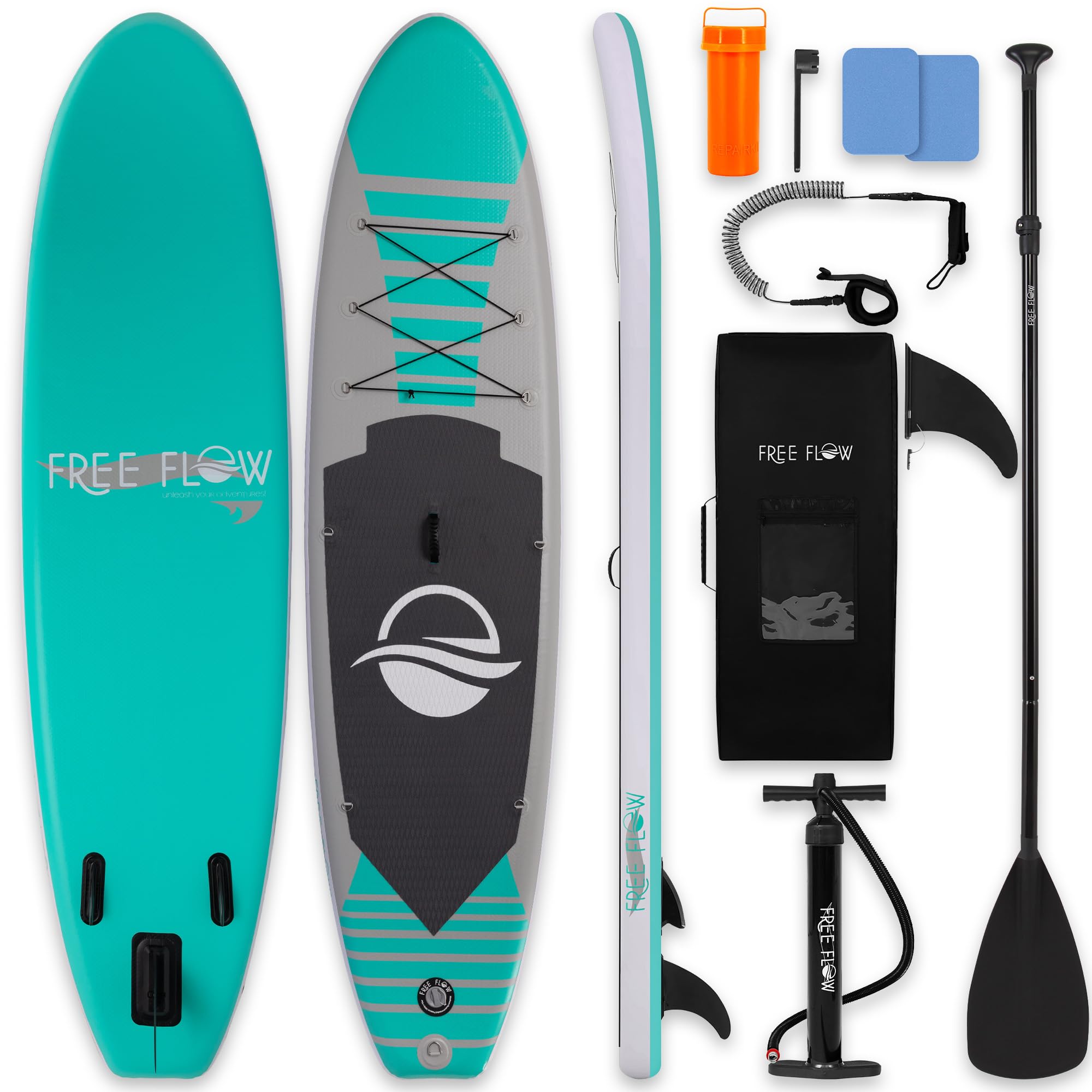 SereneLife SUP Board Aufblasbar Set – Stabil rutschfest Stand Up Paddling Board mit Zubehör für See, Fluss, Touring, Yoga und Freizeit