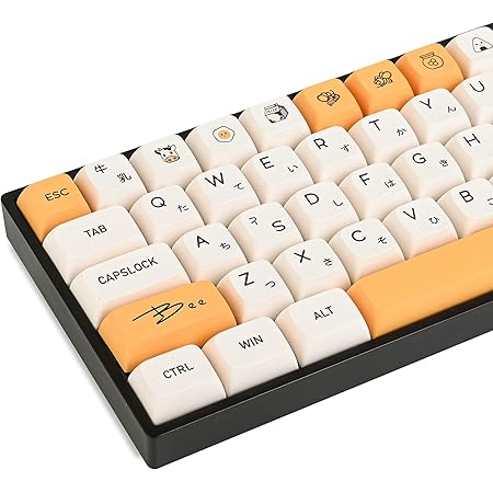 Guffercty kred GTSP XDA Honey Milk Keycaps PBT Japanese Bee keycap 140-Key Set for Cherry MX Covers Fullsize 60% 65% 75% Keyboard（XDA/Honey Milk）