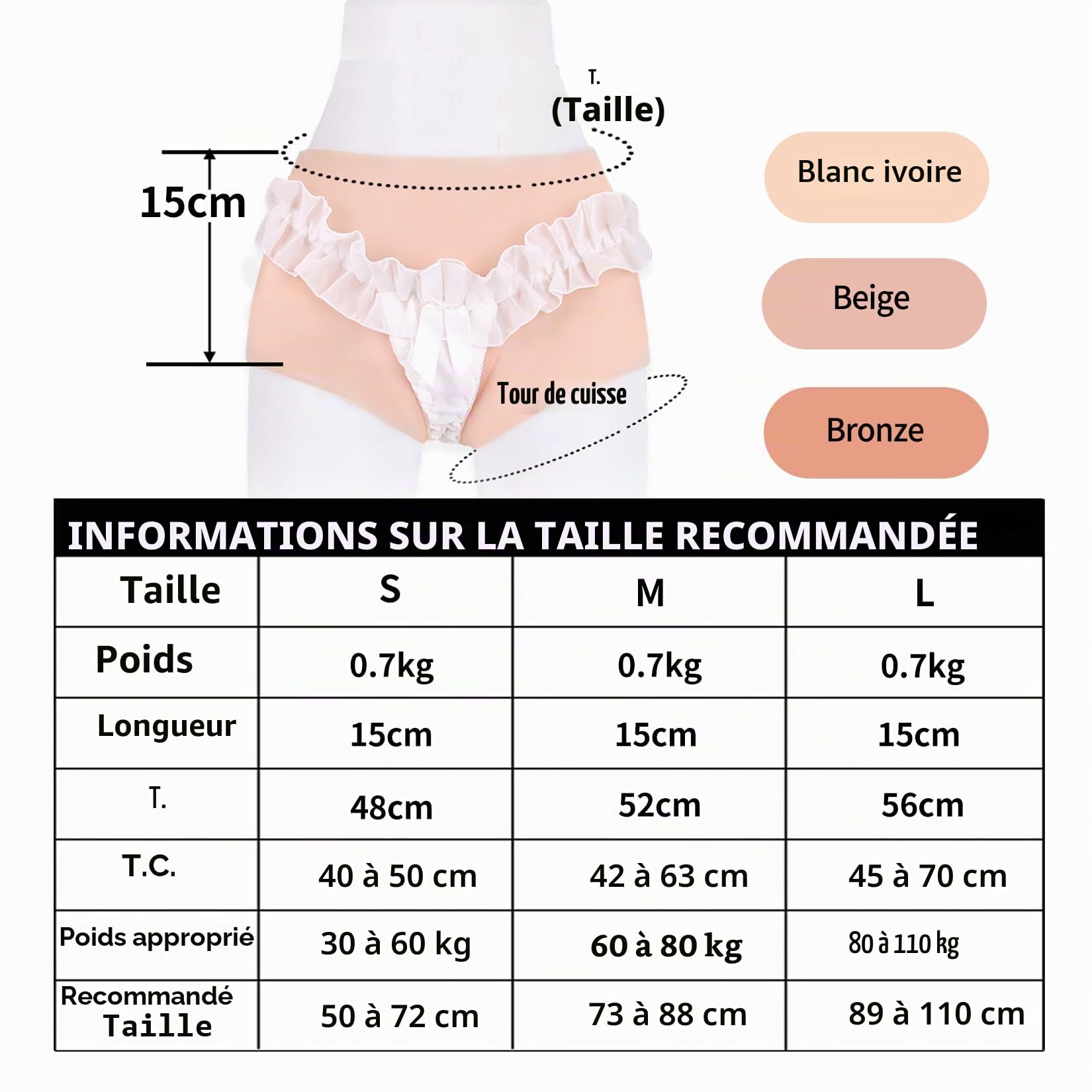 Culotte Silicone Réaliste avec Tuyau, Crossdresser Slip Fessier Faux Vagin Hanches Pantalon Transgender Fausse Chatte Fesse Féminisé pour Hommes Travesti