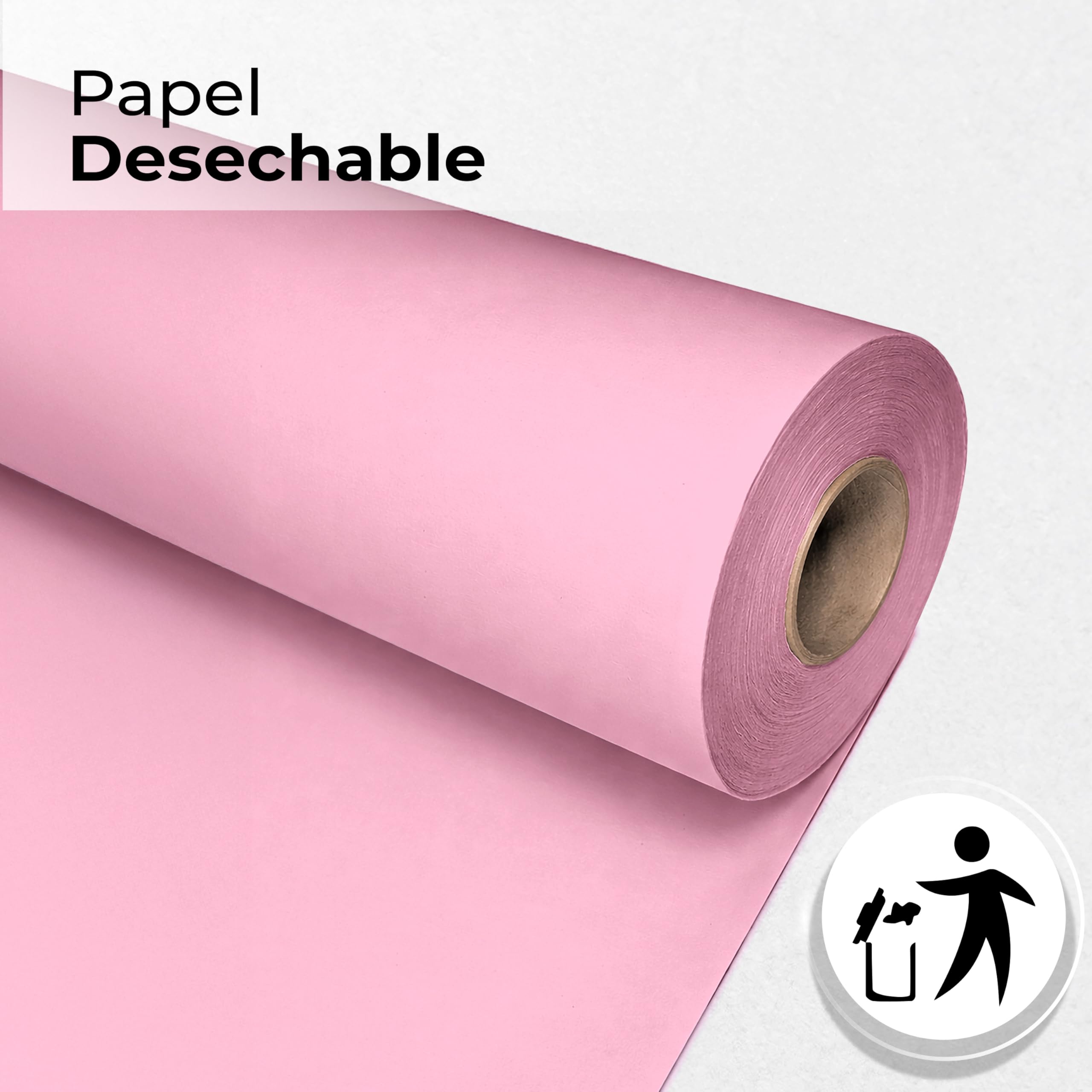 Rollo de Papel Camilla de Color 1 Capa - ±70 metros de longitud, Sin Precorte, Papel Camilla Masaje y Estetica (1, ROSA)