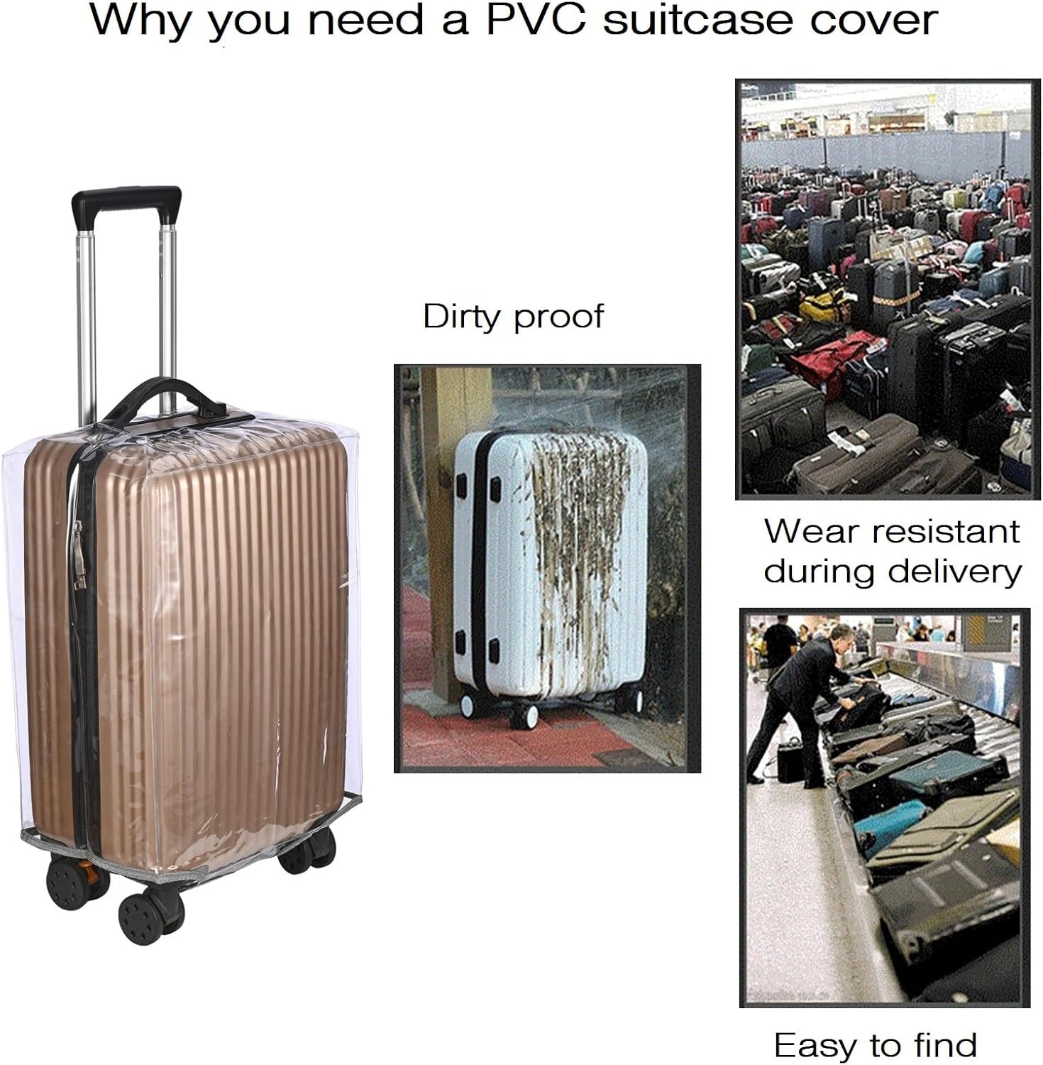 FABUWAY PVC Suitcase Cover - Clear, Transparent, Waterproof & Dustproof - 30" - Image 7