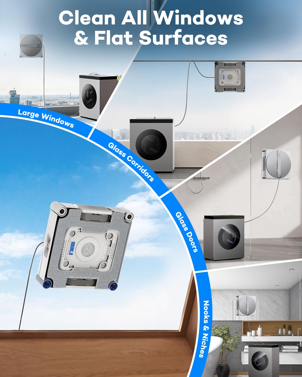 Chuancheng Confezione da 4 panni in microfibra con staffa di supporto per robot per la pulizia dei vetri ECOVACS WINBOT W3 Omni