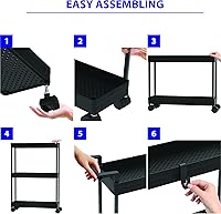 Vista 8 de Simple Houseware 3-Tier Slim/Narrow Storage Cart with Handle, 5.5'' Wide x 26.5'' Height Rolling Organizer for Kitchen, Bathroom, Laundry Room