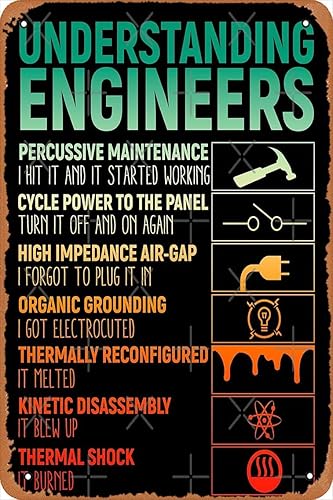 Cartel de metal vintage Understanding Engineers, retro, decorativo, vintage, 12 x 8 pulgadas