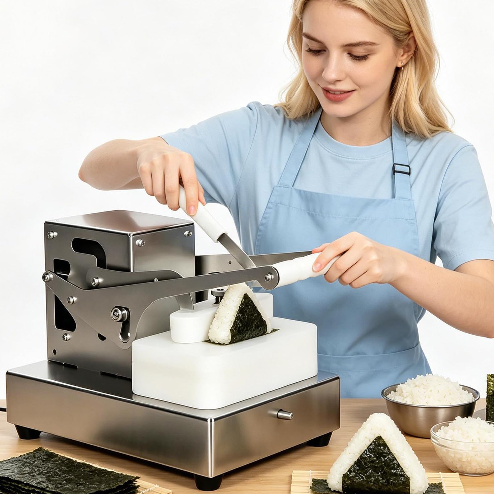 CGLYYDS Commercial Triangle Rice Ball Machine, Triangle Sushi Rice Ball Maker, 304 Stainless Steel, Non Stick Mold, Uniform Pressure, Easy To Clean, for Sushi/Japanese Restaur, Homemade Bento
