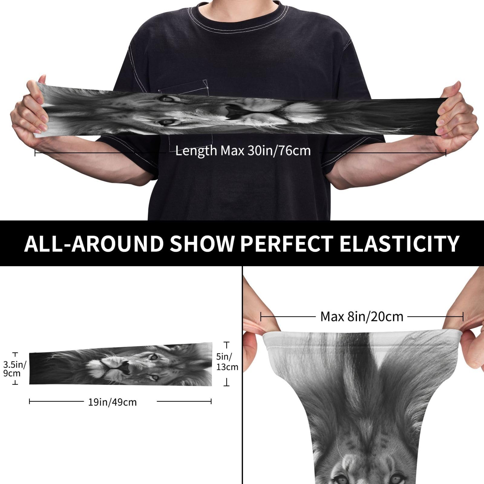 VTCTOASY Arm Sleeves for Men Women UV Sun Protection Sleeves African lion black and white Arm Sleeve Cooling Tattoo Cover