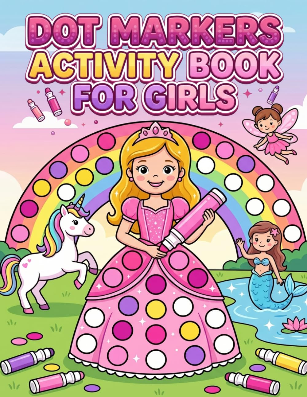 Dot Markers Activity Book For Girls: 4 Chapters of Unicorn, Princess, Mermaid And Fairy Coloring Pages