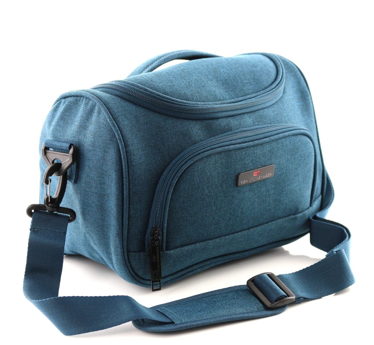 Von Cronshagen Kosmetikkoffer Cloud 2.0 | Kulturtasche aus Polyester | mit abnehmbarem Schulterriemen | Aufsteckfunktion (Petrol)
