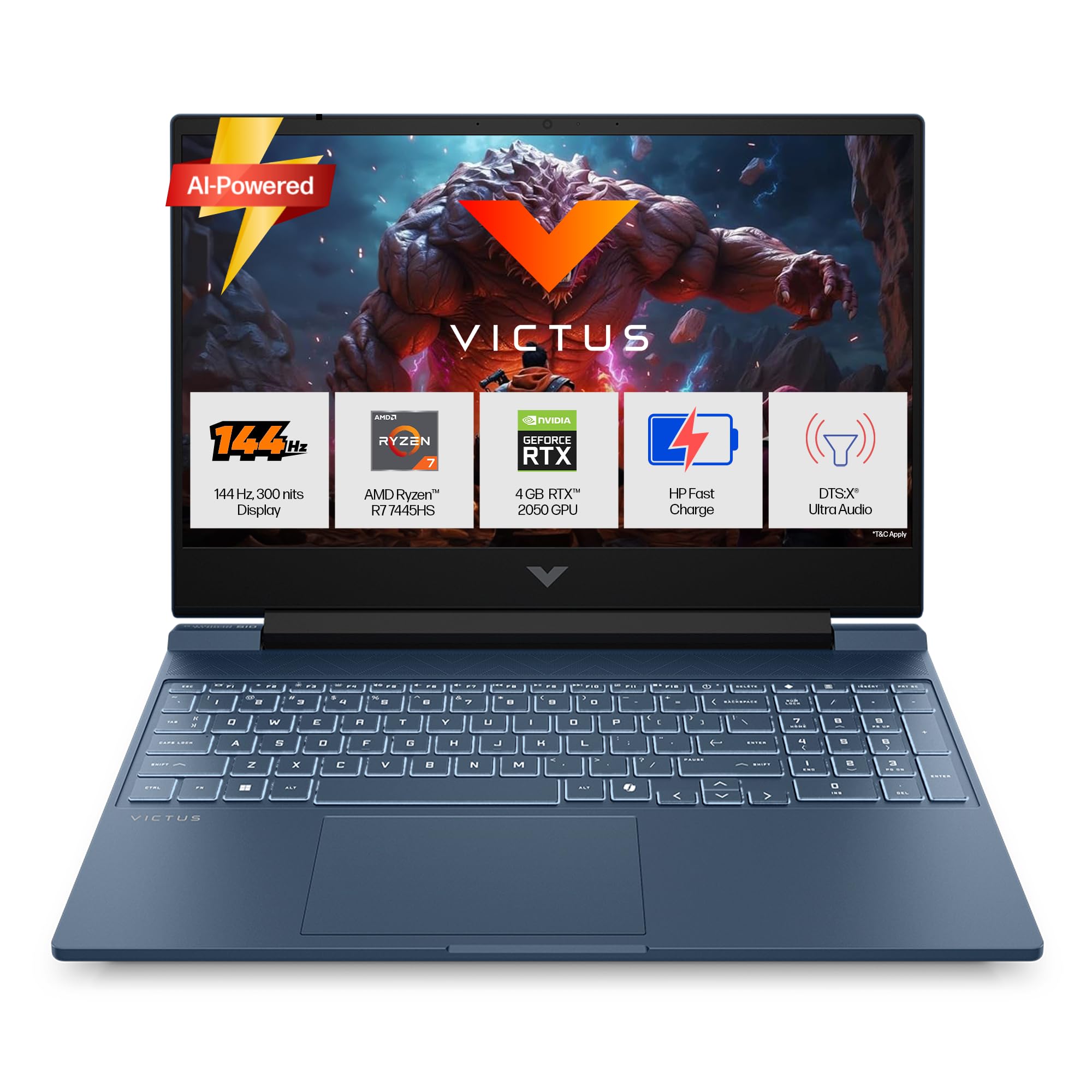 HP Victus 15-fb3189AX Gaming Laptop AMD Ryzen 7 7445H, RTX 2050 4GB, 1