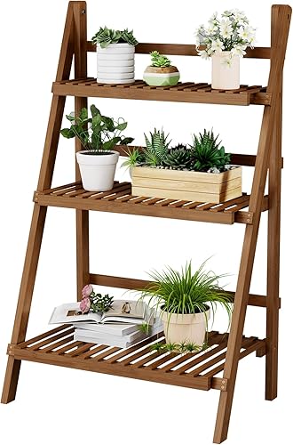 Estante de bambú de 39.4 pulgadas de ancho x 15 pulgadas de profundidad x 39.4 pulgadas de alto, estantería independiente para jardín, balcón,