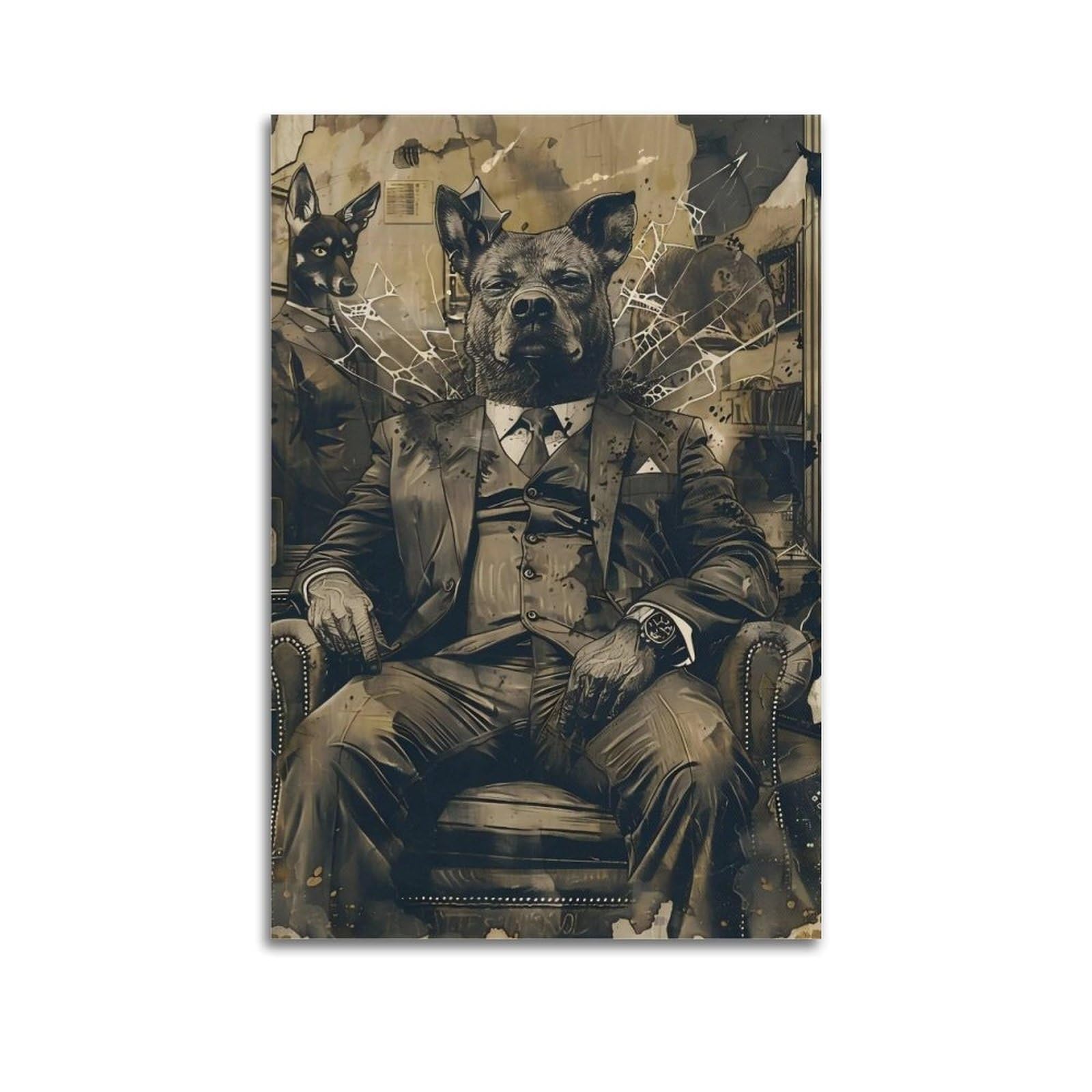 Juwrhrhhrh Unframe-Style The Dog Family (4) Poster Canvas Aesthetic Wall Art Painting Decor For Living Room Bed Room 20X30inch(50X75cm)