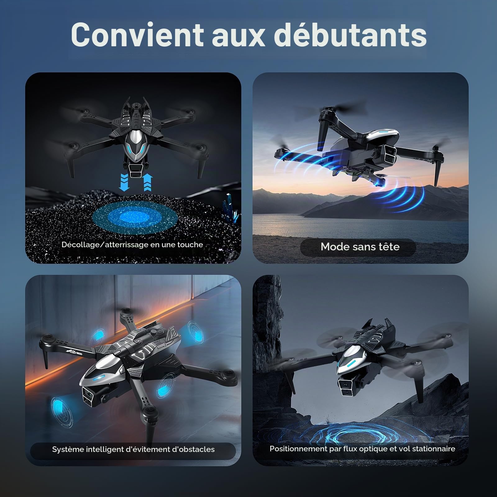 Drone avec Camera 4K pour Enfant et Adulte, Drones Radiocommandés, Quadcopter RC Pliable avec Effet de Pulvérisation, Moteur Brushless, Auto Hover, Selfie Gestuel, Jouet Cadeau pour Garçons et Filles