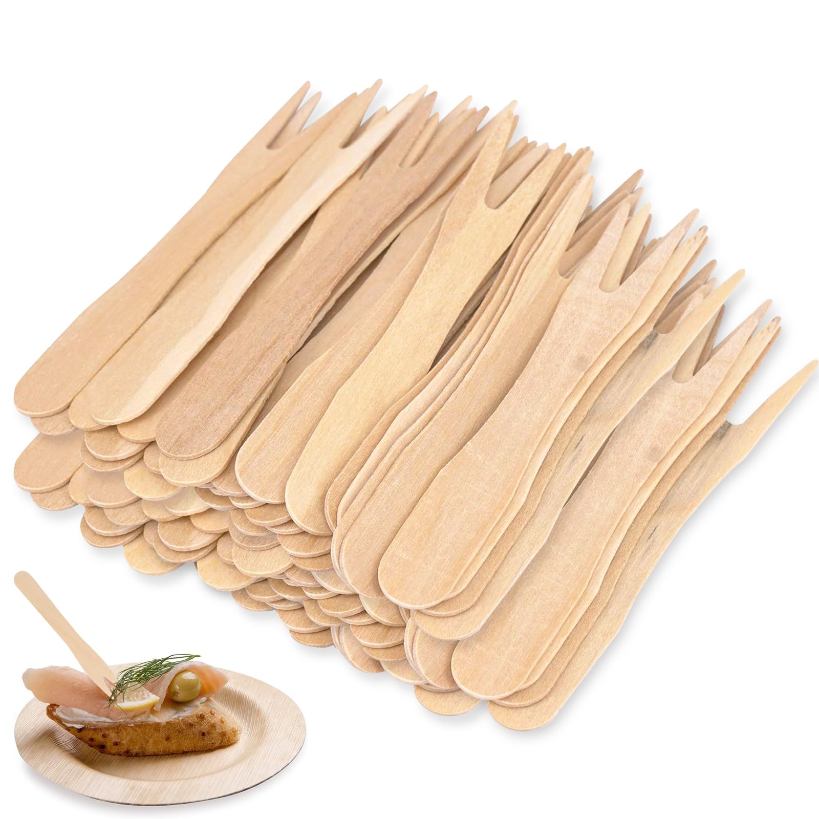 200 forchette in legno, forchette per patatine, patatine fritte, posate usa e getta, forchette in legno naturale, biodegradabili, posate in legno usa e getta, per picnic, campeggio, feste, compleanni