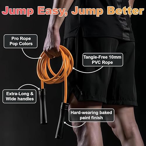 Miniatura 4 de Weighted Jump Rope, 1LB Tangle-Free Ball Bearing Rapid Speed Skipping Rope for Men Women, Adjustable 9mm Cotton & PVC Rope with Alum Handle for