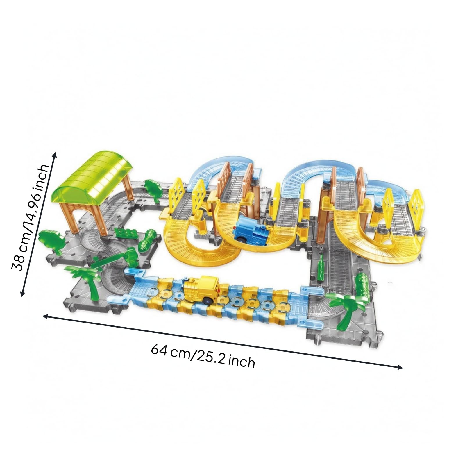 Set Trenino con Binari in Plastica da Assemblare Giocattolo con Trenino a Batria Elettrico Pista Giocattolo Elettrica per Bambini 7-14 Anni