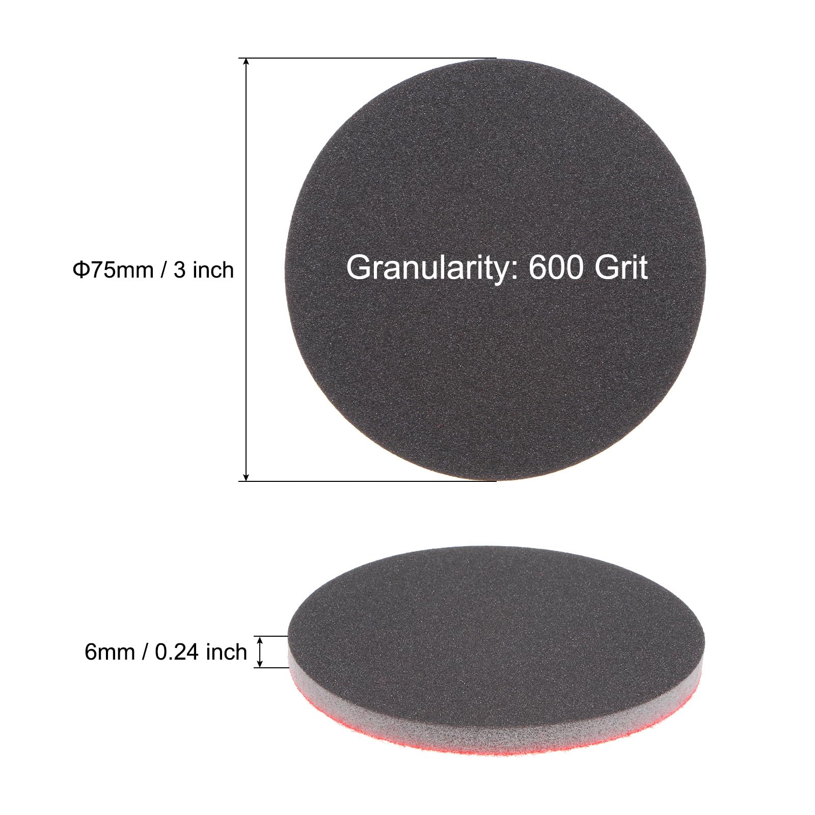QUARKZMAN 100uds 600 Grano Lijado Esponja 3 Pulgada Gancho y Bucle Esponja Lijado Disco Húmedo/Seco para Coche Madera Yeso Paneles Metal