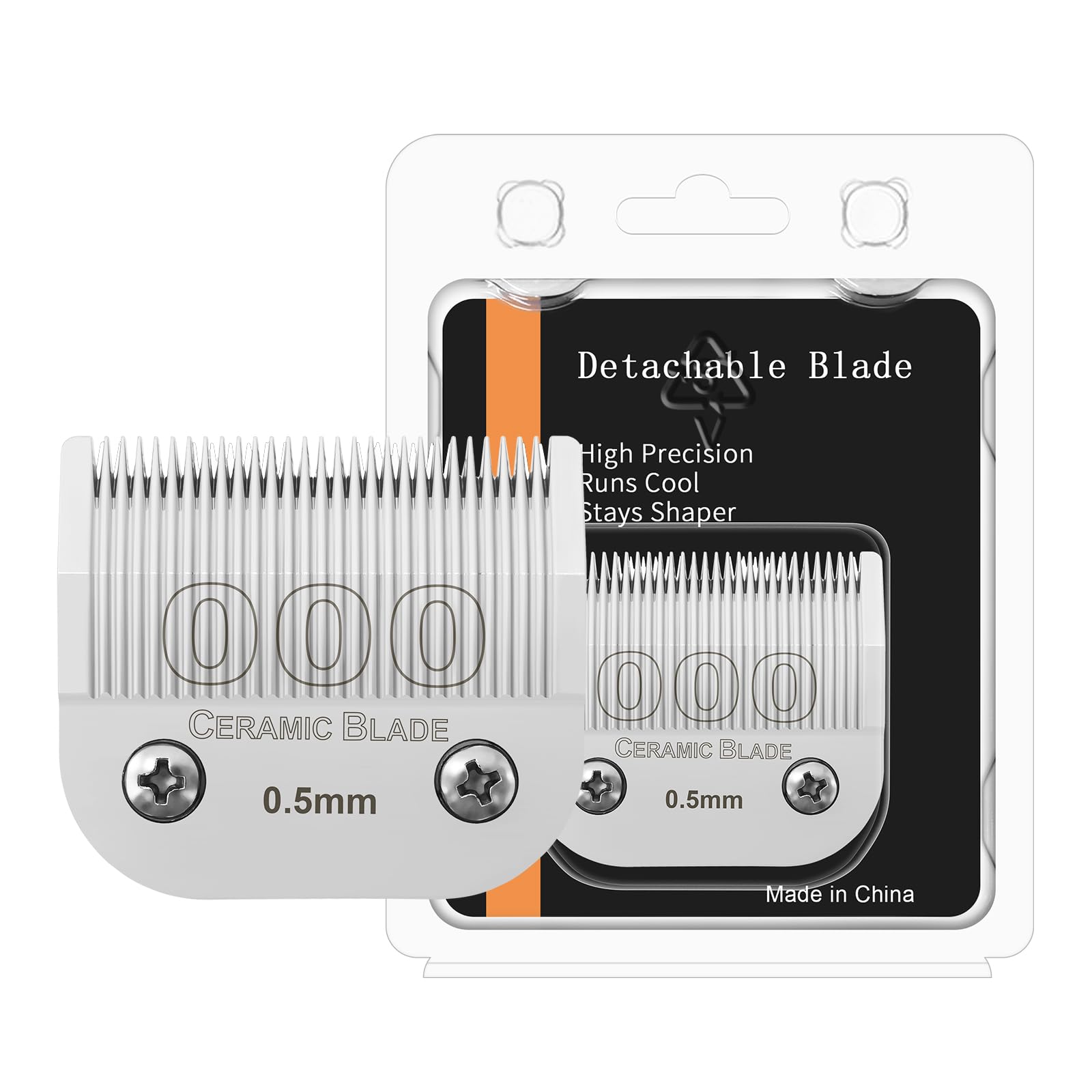 000 Professional Detachable Replacement Ceramic Blades 0.5mm, Compatible with Most Andis, Oster A5 Series Scissors. Cutting Length 1/50 -Inch(0.5mm)