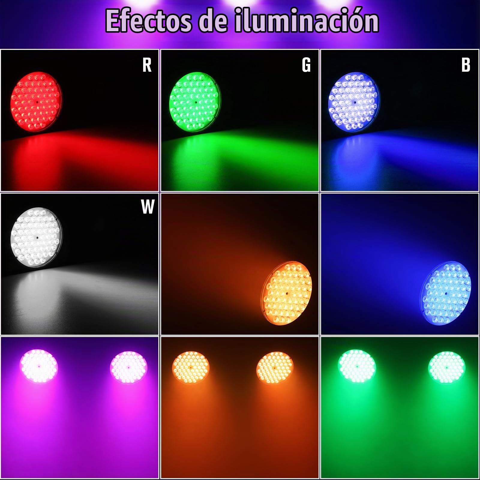 BETOPPER Luz de Escenario 200W CRI Alto con Volets Ajustables, RGBW 4-en-1 LED Ultra Brillante, Hasta 5000 Lúmenes - Para Fiestas Disco, DJ, Fotografía, Video, Bodas y Espectáculos