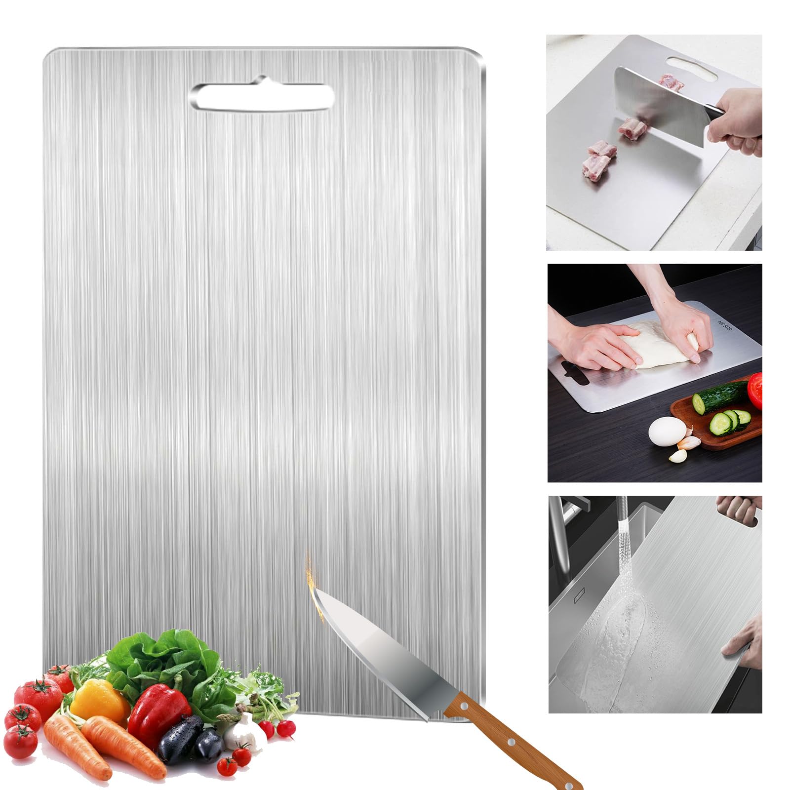 Titanium Cutting Board for Kitchen, Titanium Cutting Board - Dishwasher Safe Double-Sided Food Grade Board,Cutting Boards for Meat Vegetables Fruits (