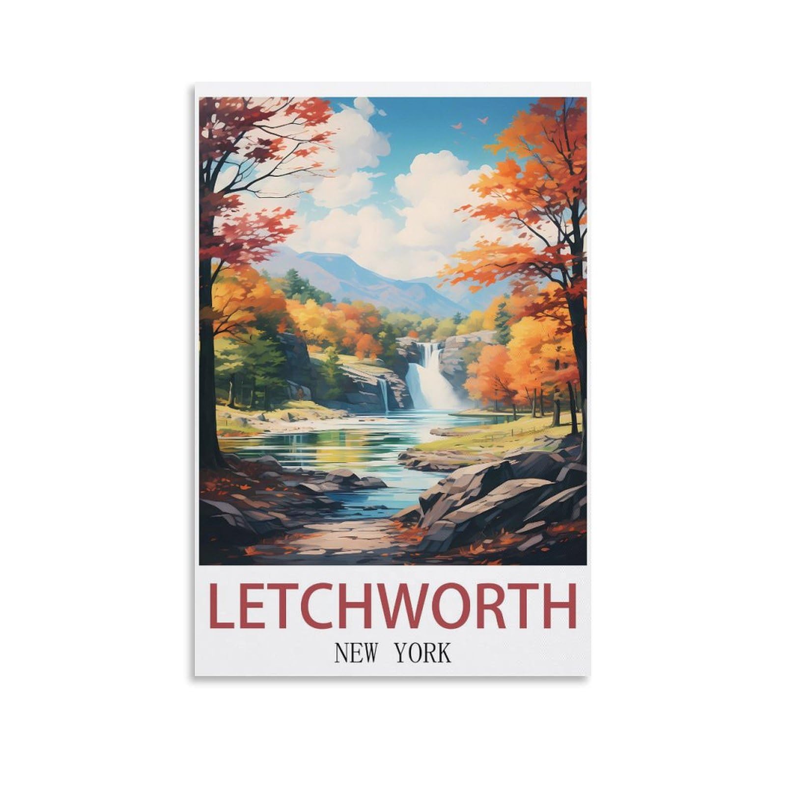 EZMLFA 5D Diamond Art Kits for Beginner,Letchworth New York Kits for Adults and Kids, Full Drill Round Rhinestone Paint with Diamonds,DIY 5D Diamond Art 50x60cm