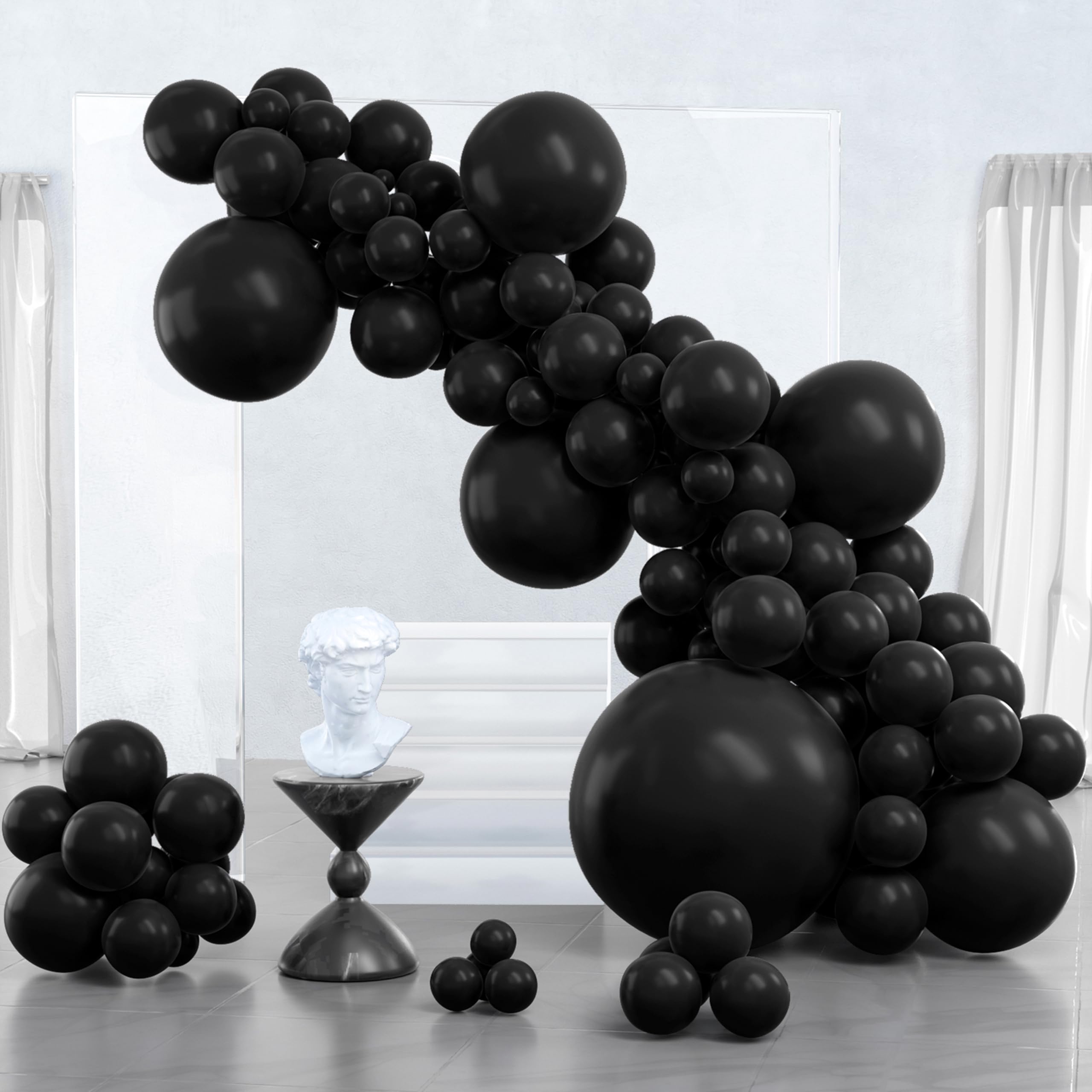 PartyWoo Black Balloons 100pcs Different Sizes of 36 18 12 10 5 Inch | Balloons for Baby Shower Birthday Graduation Casino Gaming Anniversary Race Car Baby Party Decorations Black-Y18