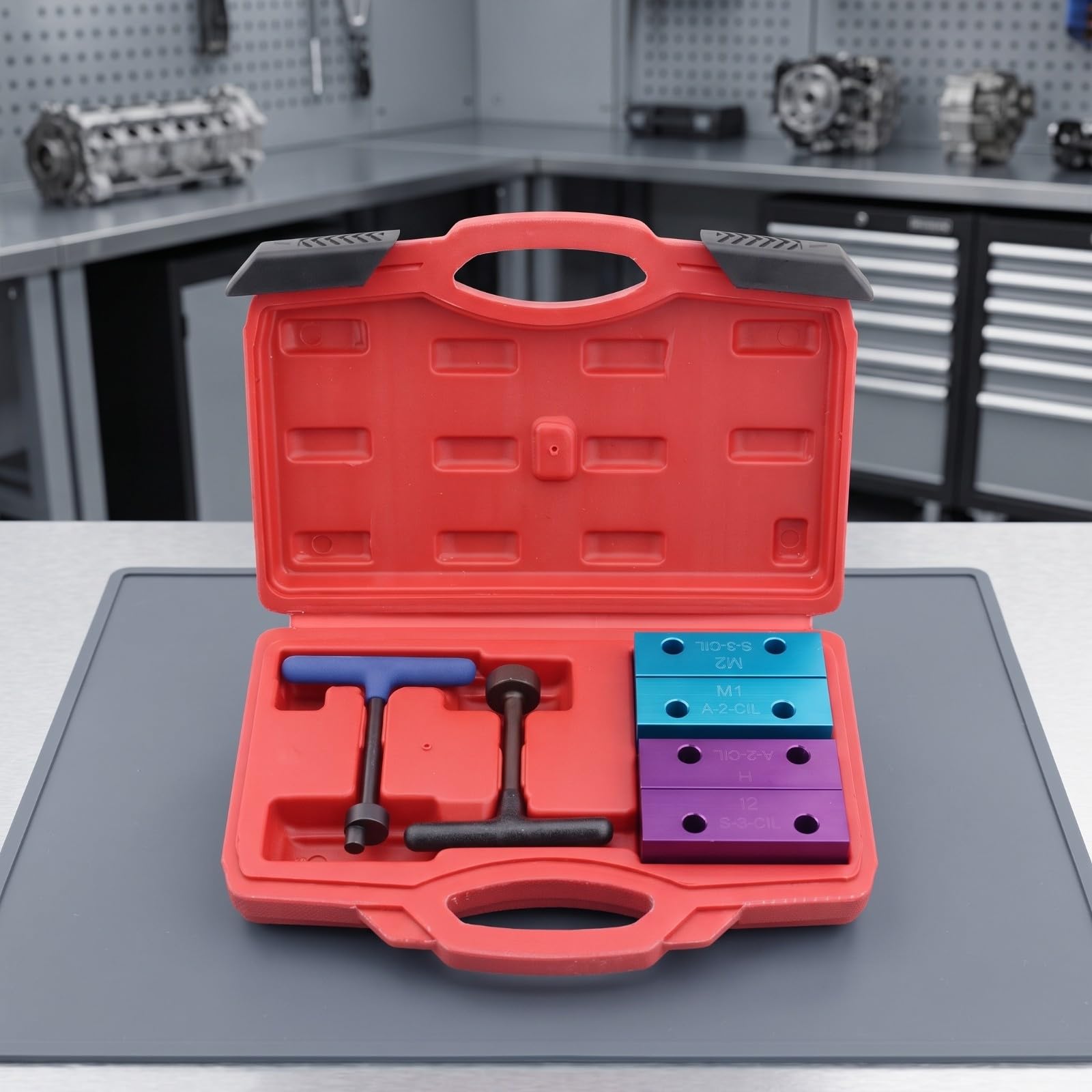 Gralara Kit Calage Moteur Outil Verrouillage Arbre Principal Bloc Calage pour Moteur 1.8 2.0 Accessoire Maintenance Mécanique Cale Rectangulaire Poignée en T pour Remplacement Courroie