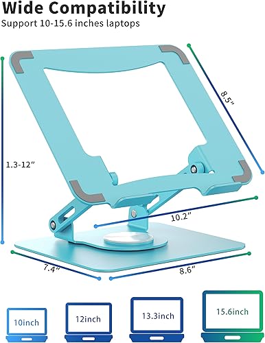 Miniatura 4 de SOUNDANCE Soporte para laptop con base giratoria de 360, elevador ergonómico para computadora para escritorio, altura ajustable multiángulo, soporte