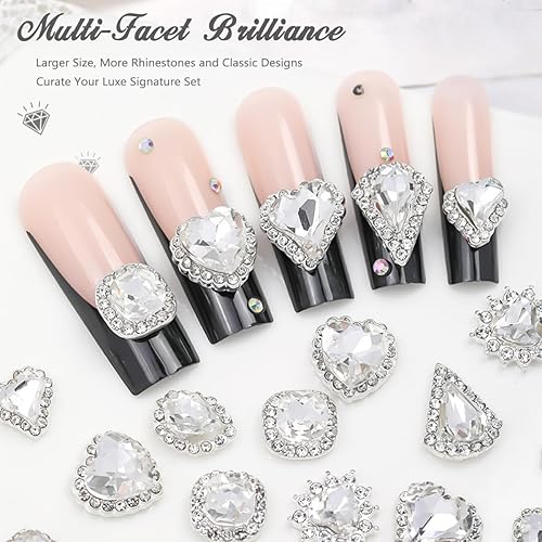 Vista 111 de 36 dijes de uñas de corazón rojo, de aleación de lujo dorada, dijes de San Valentín para uñas, diamantes de imitación rojos en 3D, diamantes