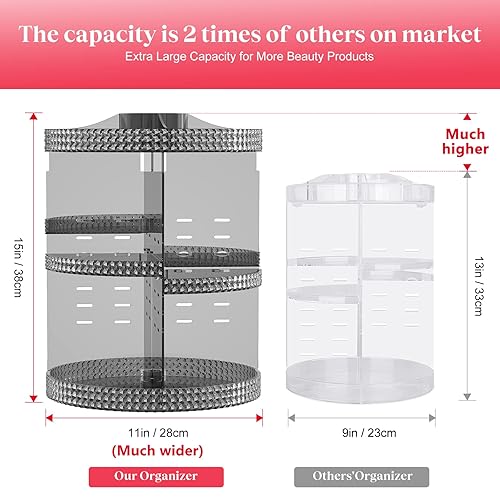 Vista 36 de Awenia Organizador de maquillaje giratorio de 360 grados, almacenamiento ajustable de maquillaje, 7 bandejas de gran capacidad, unidad