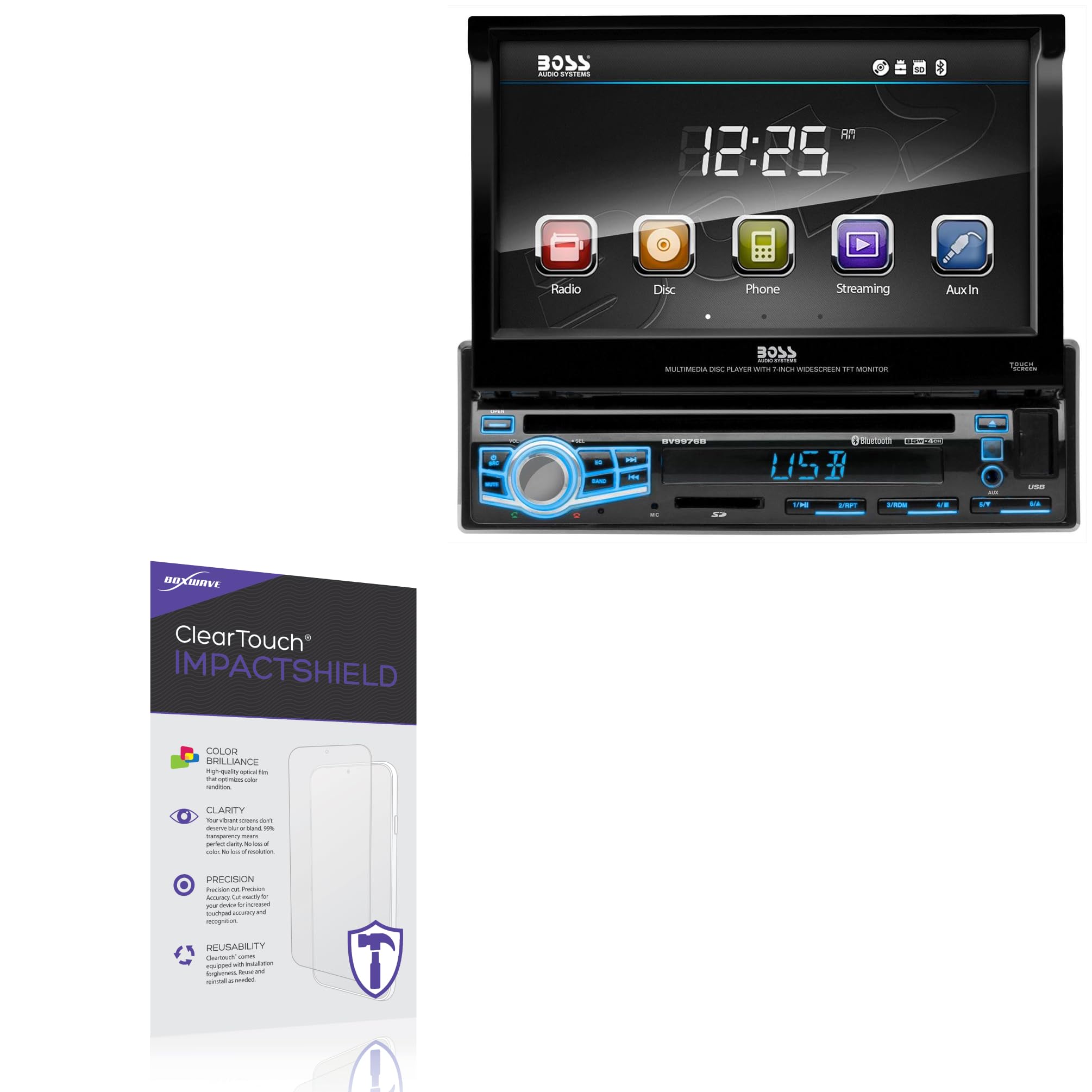 BoxWave Screen Protector Compatible With BOSS Audio BV9976B - ClearTouch ImpactShield (2-Pack), Impenetrable Screen Protector Flexible Film