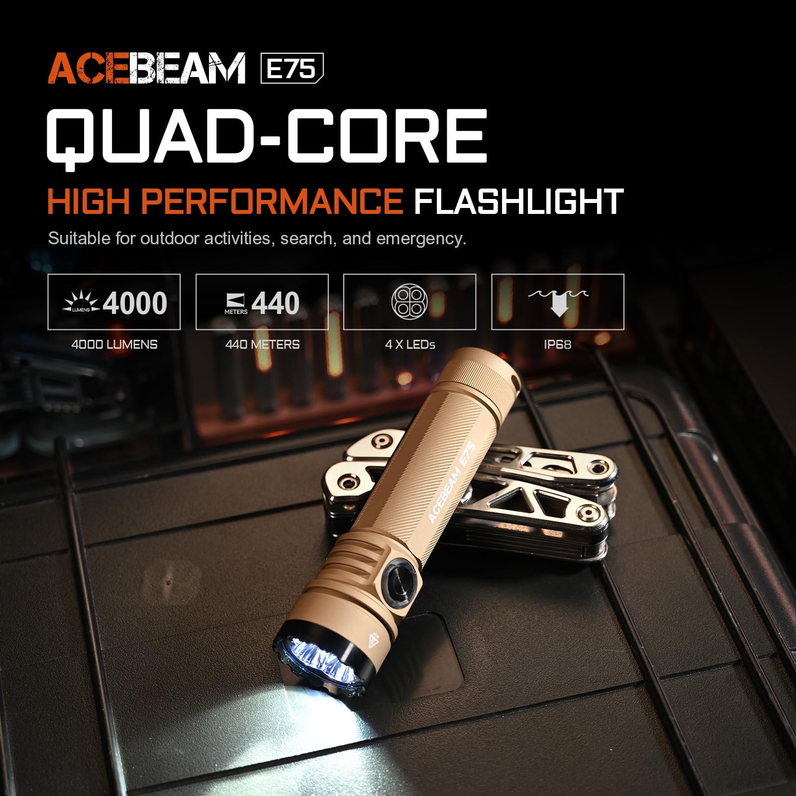 Amazon.co.jp: ACEBEAM E75 4000 高ルーメン 440M 懐中電灯 超高輝度