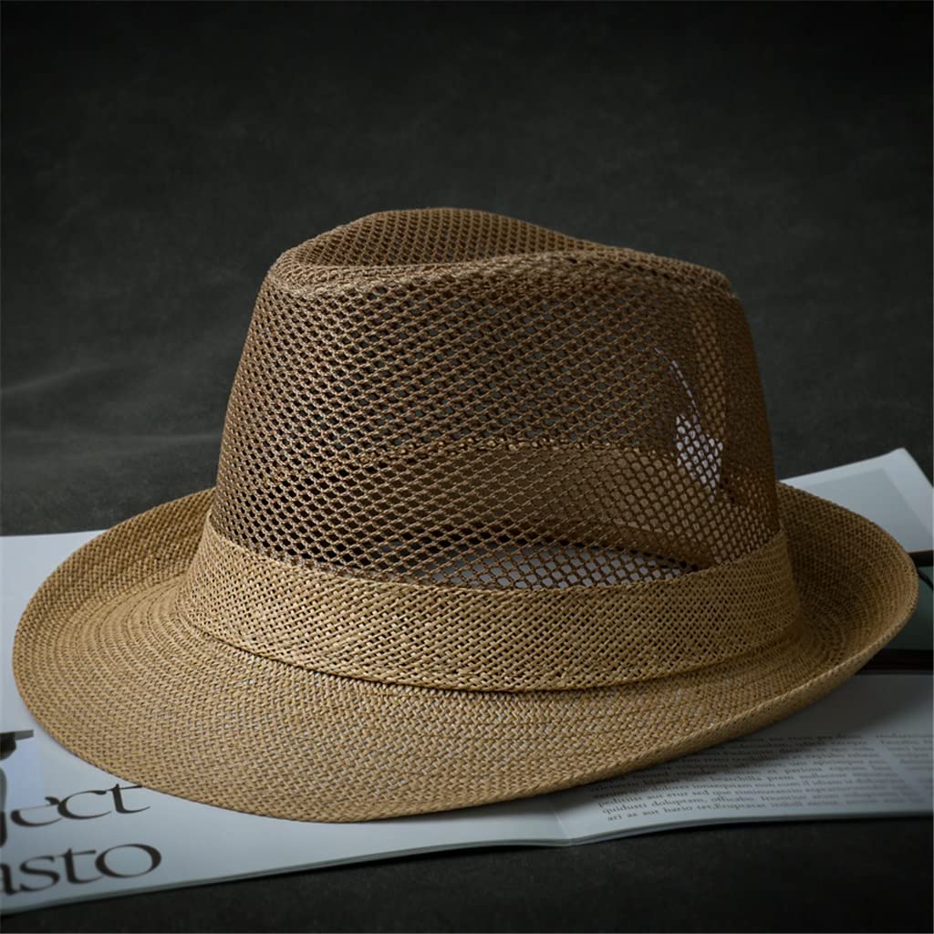 LNNSHX Sombrero Sombrero para El Sol para Hombre Sombrero De Sol para Viajes Al Aire Libre De Verano Sombrero De Panamá Ondulado Transpirable Cómodo (Color : Argento, Size : 56-58cm)