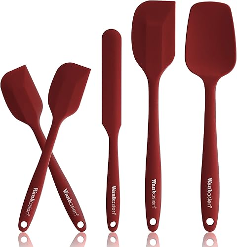 Wanbasion 5 espátulas de silicona resistentes al rojo de 10.8 pulgadas, espátula de silicona de cocina de calor de 600 F para cocinar, apta para