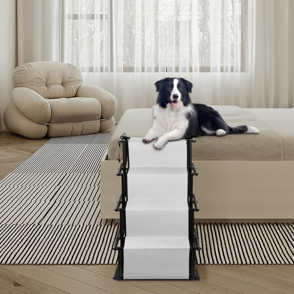 Scaletta per cani fino a 80 kg I utilizzabile per tutti i veicoli I Scala per cani pieghevole I Rampe per cani piccoli e grandi | Rampa auto cane-grigio chiaro