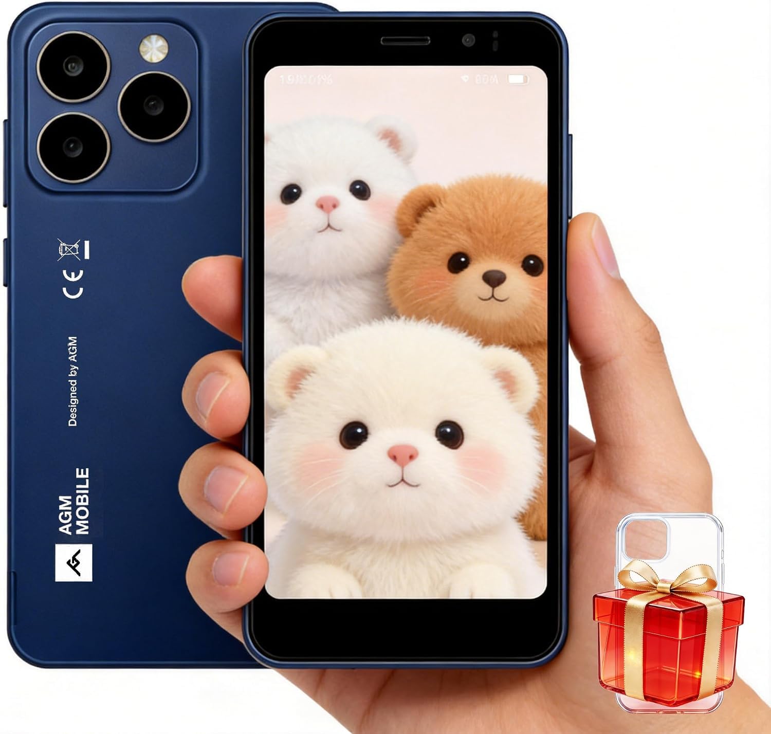 AGM Note N2 Smartphone Android 16 GO, Mini Teléfono | 4,96 Pulgadas, Batería 3000 mAh, 3GB+32GB, Carcasa Ultradelgada para Móvil para Estudiantes, 4G Dual SIM/5MP/IP54/GPS/Azul