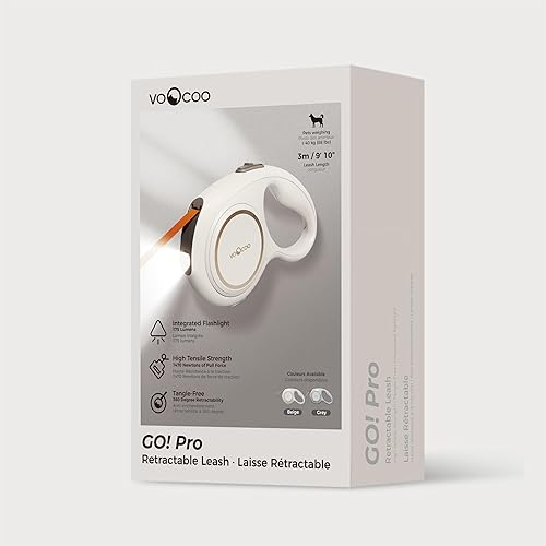 Miniatura 7 de VOOCOO Go! Correa retráctil para perro de 10 pies con luz LED, sin enredos, correa resistente para perros grandes, diseño de alta resistencia con