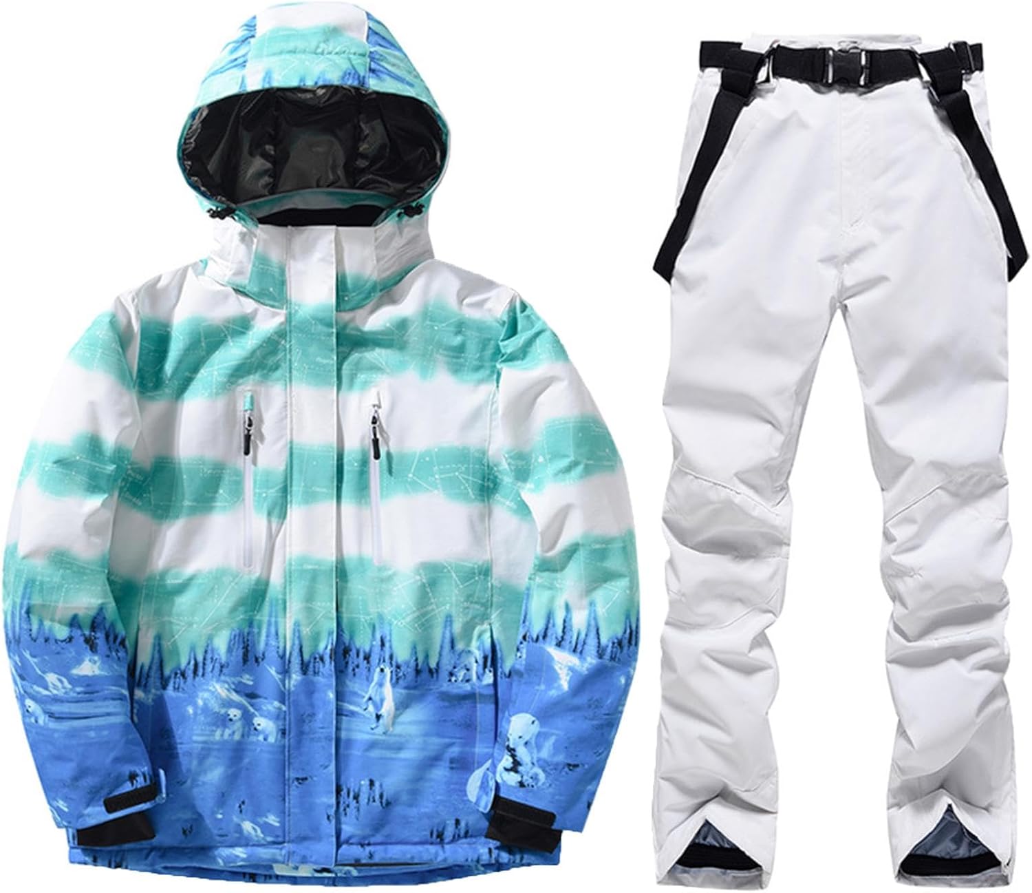 Women Ski Jacket Pants Waterproof Windproof Snowsuit Snowboarding Insulated Winter Warm Coat 2 Piece Set