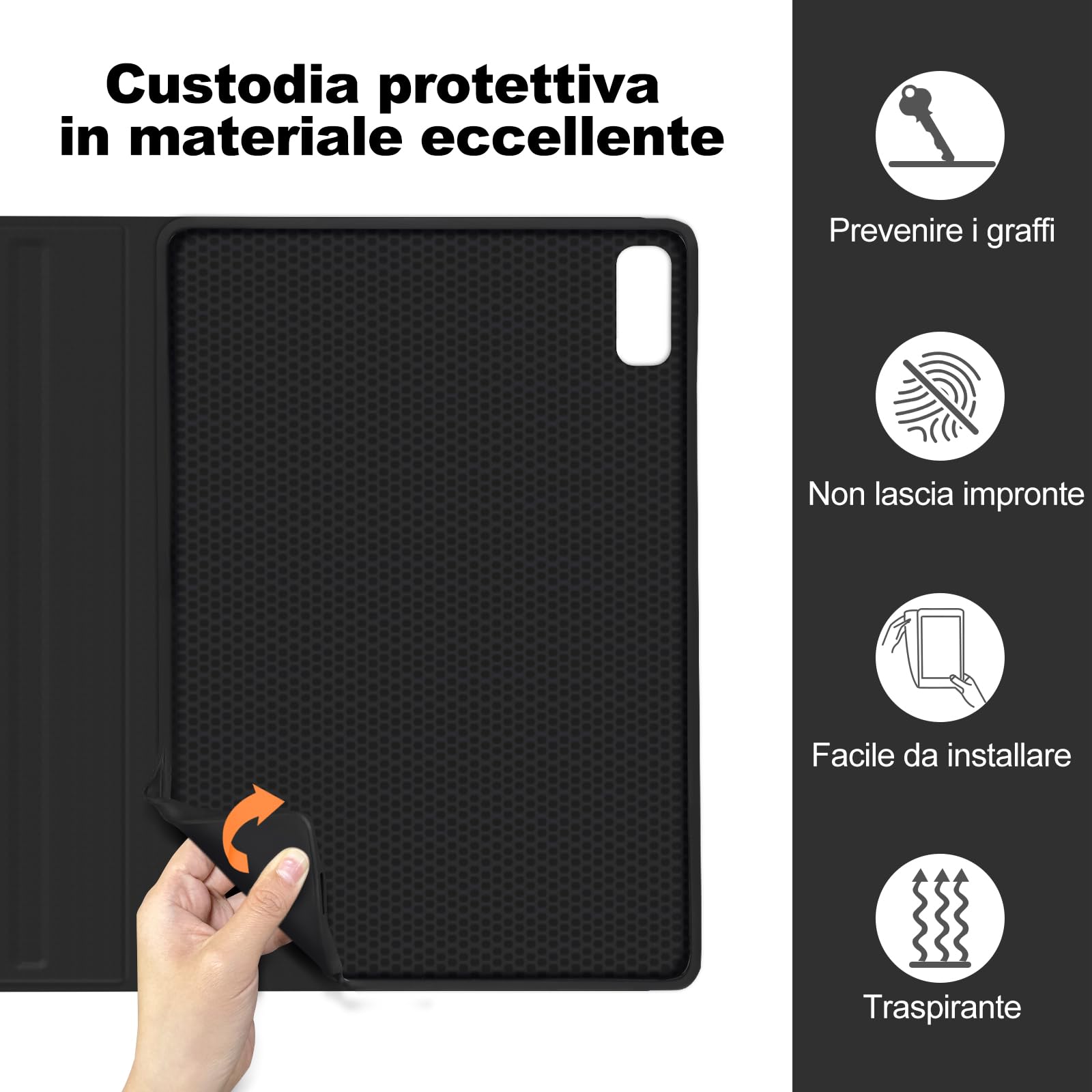 Tastiera per Lenovo Tab P11 (2nd Gen), 7 funzioni di retroilluminazione, Custodia per 11,5" per Lenovo Tab 11(TB350FU/TB350XU 2022), Tsatiera Italiano Slim Bluetooth Rimovibile Magnetica, Nero