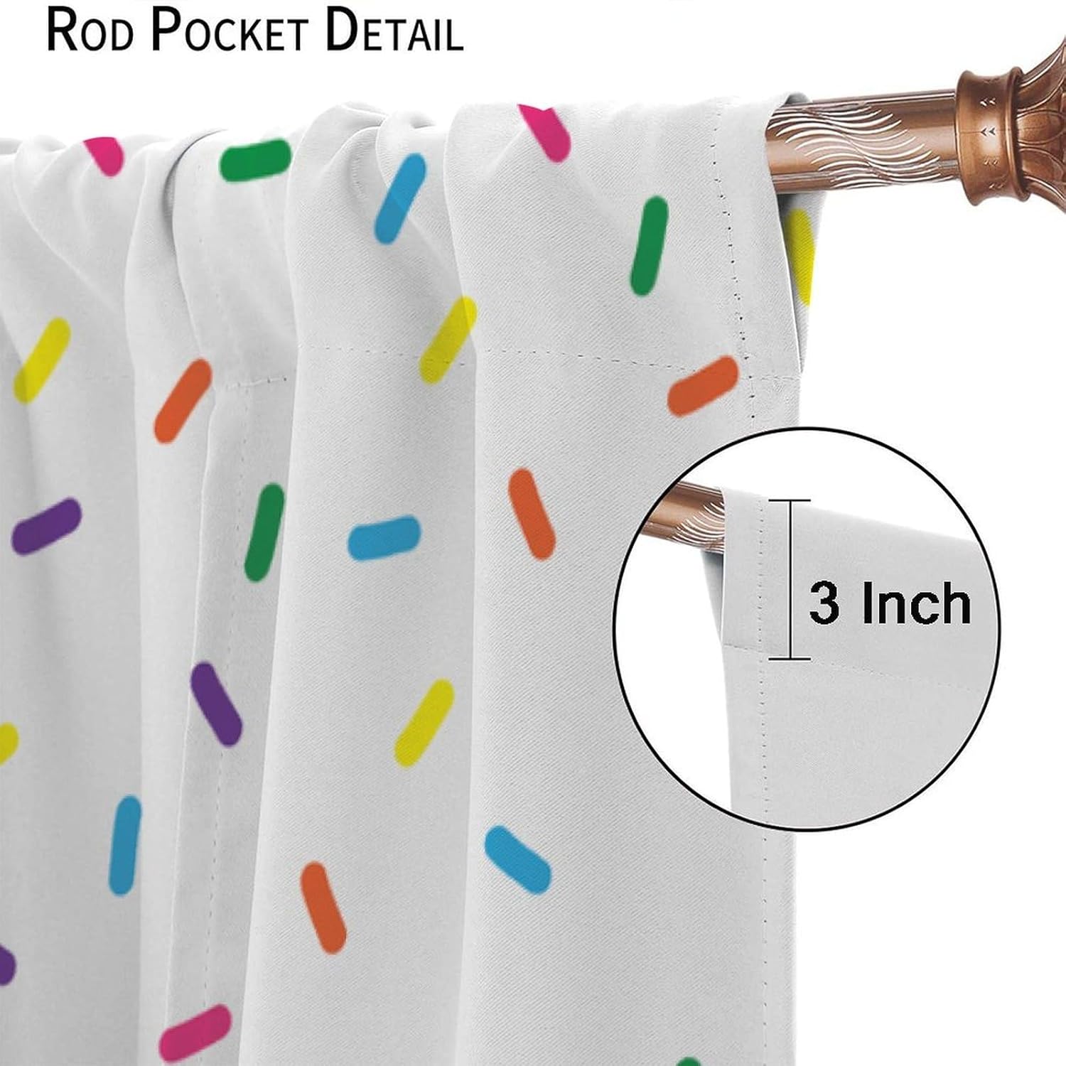 Sweet Candy Curtains for Girls, Abstract Patterns of Colorful Donuts Sprinkled with Delicious Food Bakery Themes Printed Window Drapes for Living Room Bedroom 42" W X 63" L