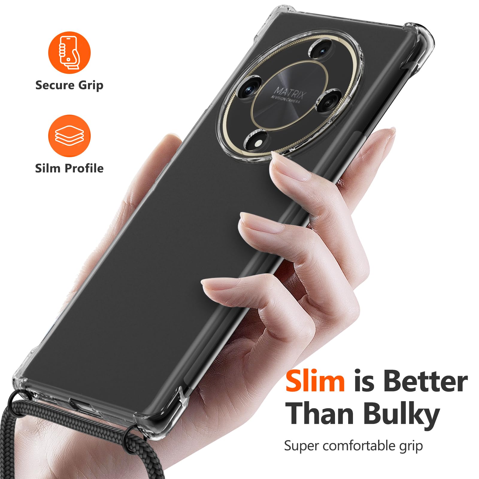 Cover per Honor Magic 6 Lite, Corda Custodia in Silicone con
