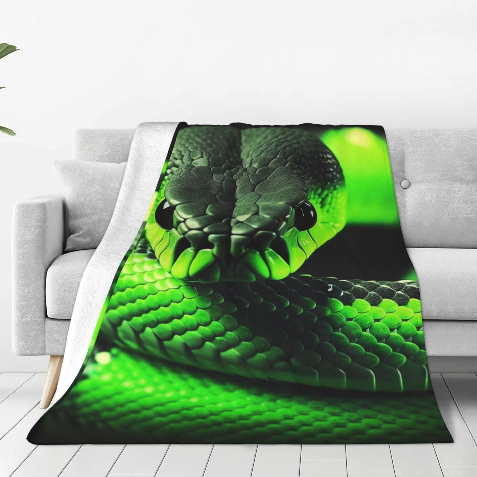 KLOPH 3D Snake Throw Blanket 50"x40" Flannel Fluffy Warm Blanket for Couch, Reversible Plush Blankets for Bed, Comfy Fuzzy Blanket for Sofa, Plush Lightweight-Blankets for All Season