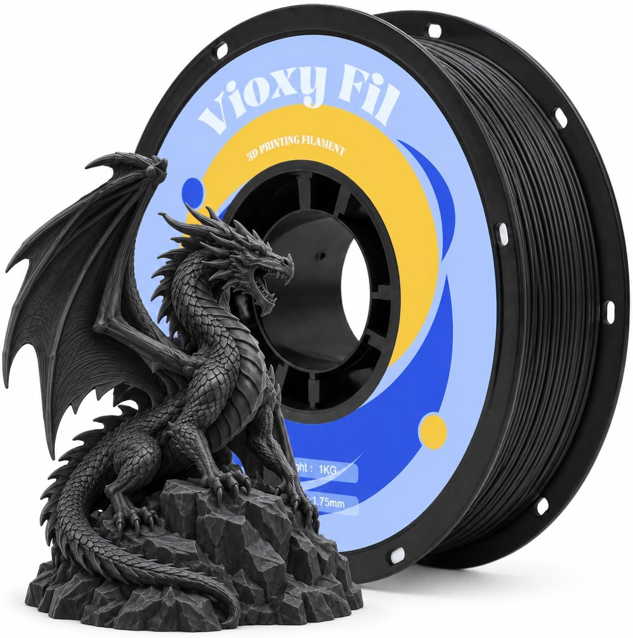 PETG 3D Printer Filament, 1kg Spool(2.2lbs), Black