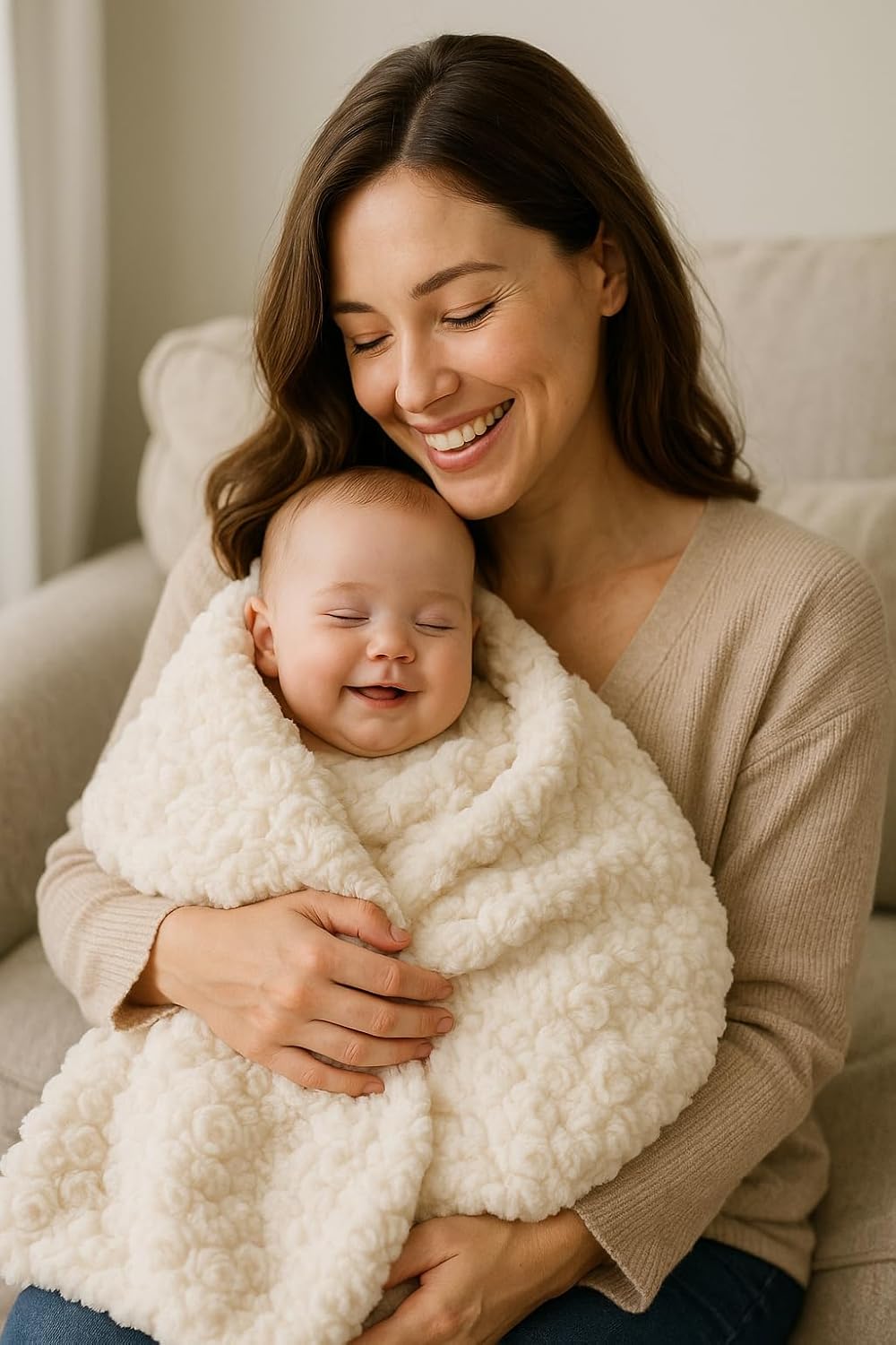 Tourance- Rosebud Baby Toddler Blanket -Luxury, Fluffy & Warm - Award-Winning, Cozy Blanket for Babies Winter (Cream, Toddler 30"x45")