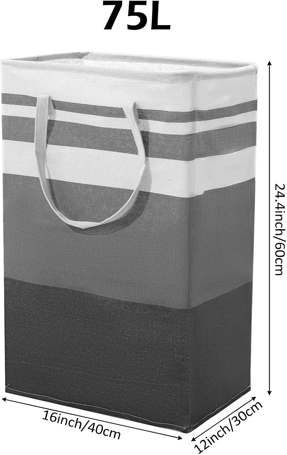 4 Pcs 75L Large Laundry Basket Hamper, Freestanding Waterproof Clothes Organizer with Handles for Bedroom Bathroom Dorm Family, Grey